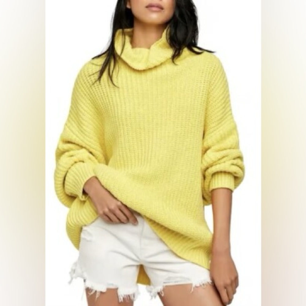Free People Swim Too Deep Turtle Neck Lemon Love 🍋 💛 NWT